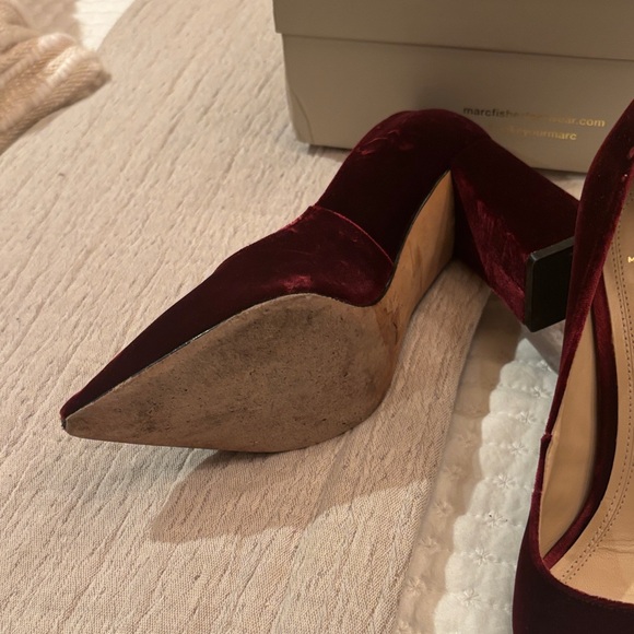 Marc Fisher Deep Red Velvet Heels - Picture 4 of 7